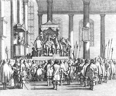 Carlo II (1630-85) incoronato a Scone, 1651 da English School